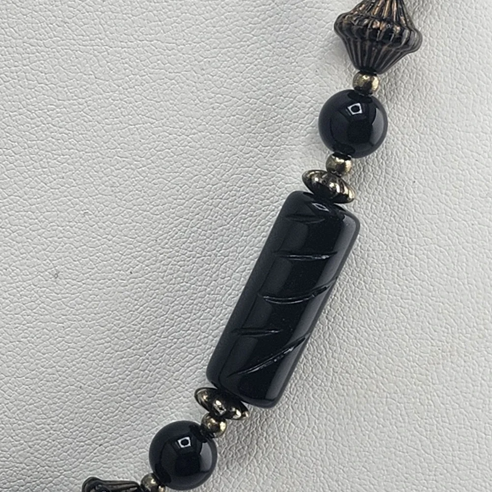 Vintage Black Bead‎ Choker Necklace